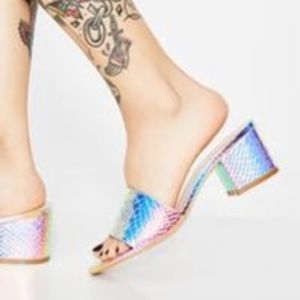 Dolls Kill iridescent block heel sandal